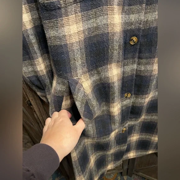 Long Plaid Button Down Shacket - Picture 4 of 7